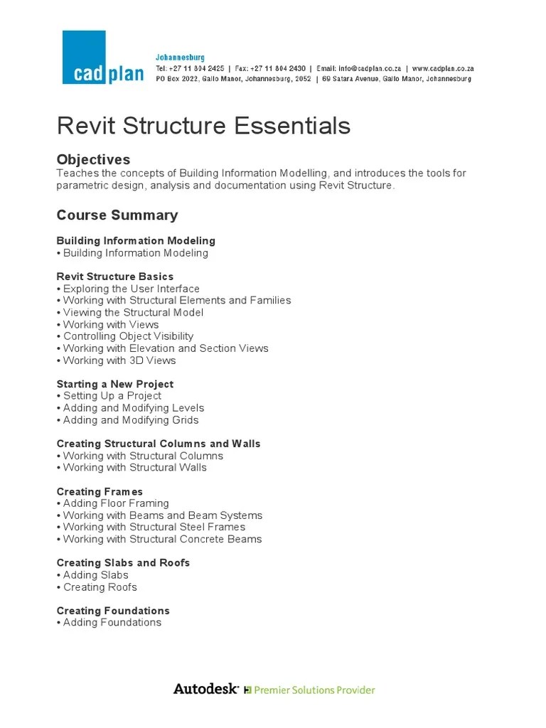 Revit Structure Essentials PDF | PDF | Autodesk Revit | Civil Engineering