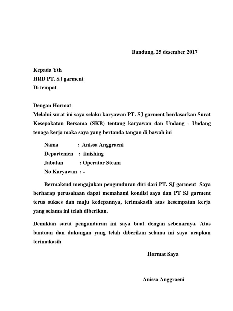 Download contoh surat pengunduran diri karyawan kontrak doc. 5 Contoh Surat Pengunduran Diri Resign Dari Tempat Kerja Pdf