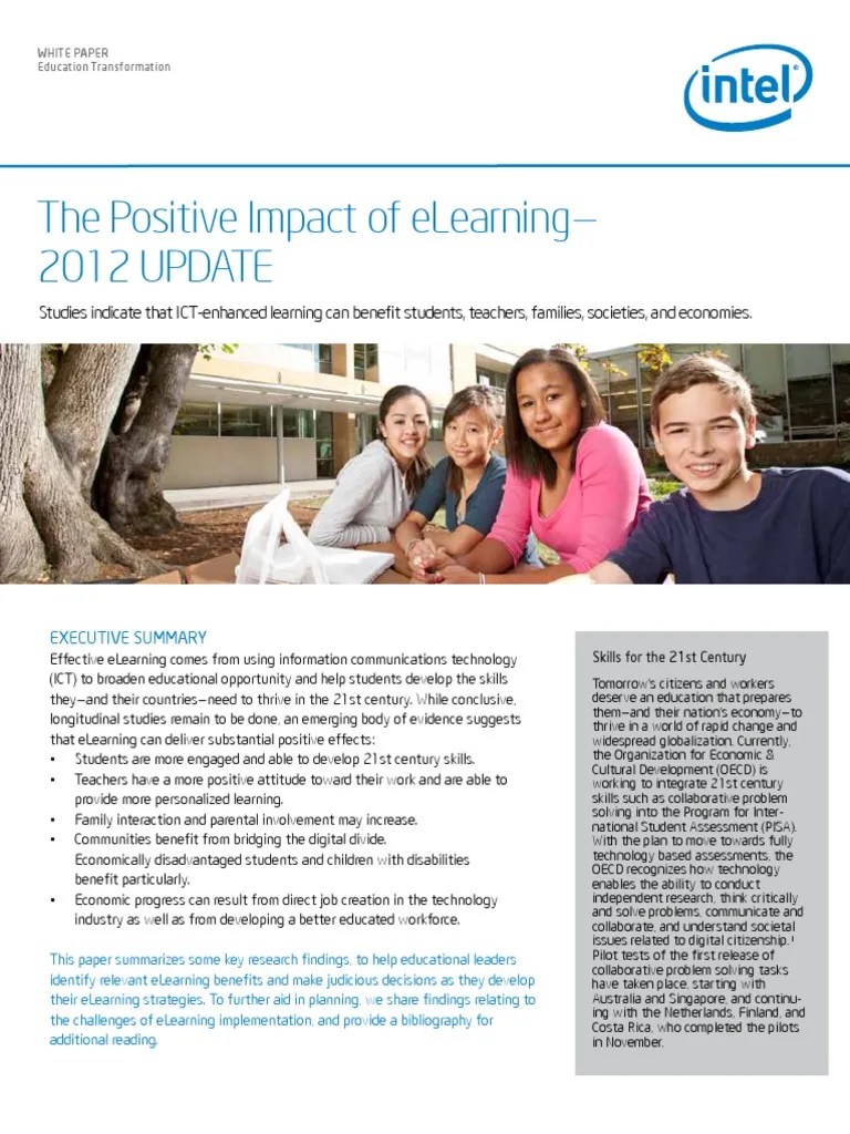 The Positive Impact Of ELearning | PDF | Educational Technology | Teachers