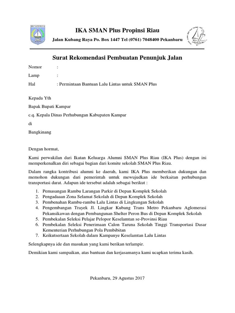 Surat peminjaman bisa dikeluarkan perusahaan, instansi,. Surat Permohonan Ke Kepala Dinas Perhubungan 1 Pdf