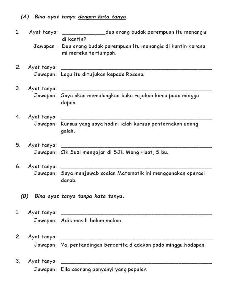 Kapan waktu yang tepat berjemur di bawah sinar matahari? Bina Ayat Tanya Dengan Kata Tanya Pdf