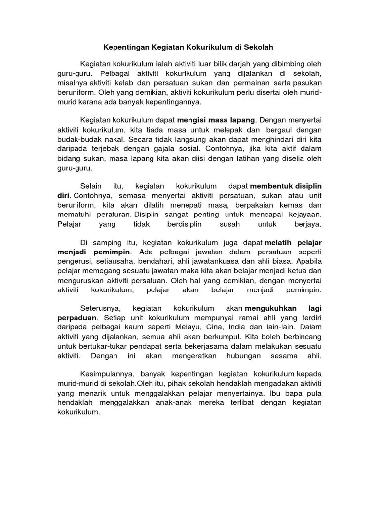 ٣٠ جمادى الآخرة ١٤٤٢ هـ. Kepentingan Kegiatan Kokurikulum Di Sekolah Pdf