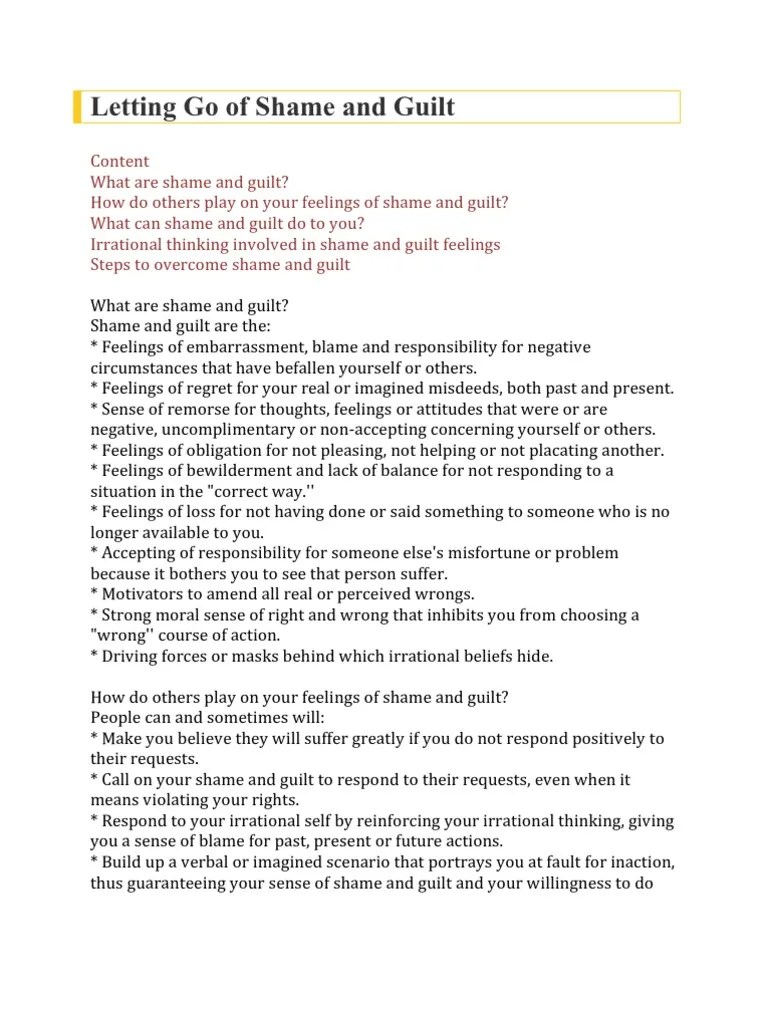 Letting Go Of Shame And Guilt | Download Free PDF | Shame | Guilt (Emotion)