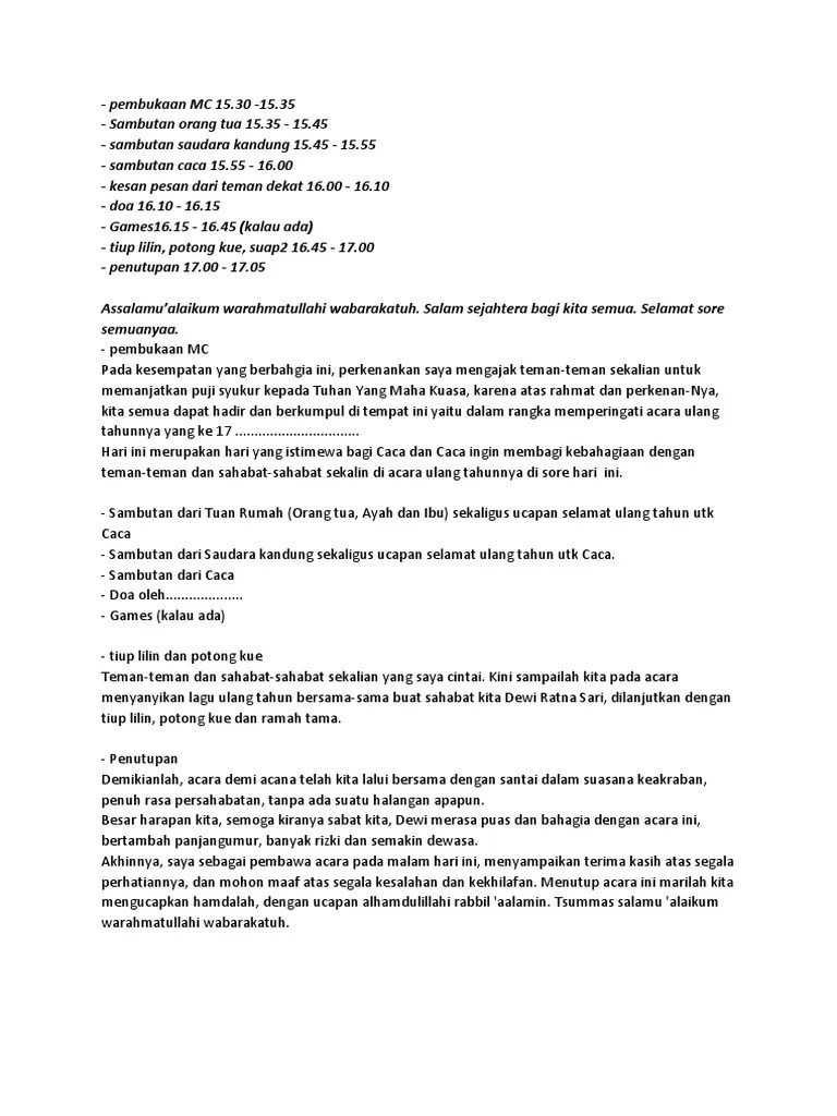 Susunan Acara Ulang Tahun | PDF