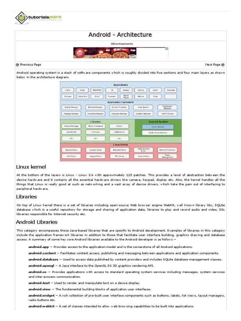 Android Architecture | PDF | Android (Operating System) | Java ...