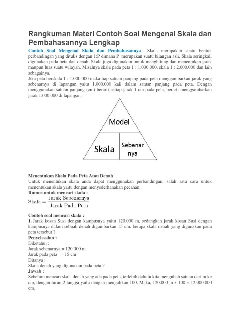 Pembahasan rumus volume prisma dan contoh soal. Rangkuman Materi Contoh Soal Mengenai Skala Dan ...