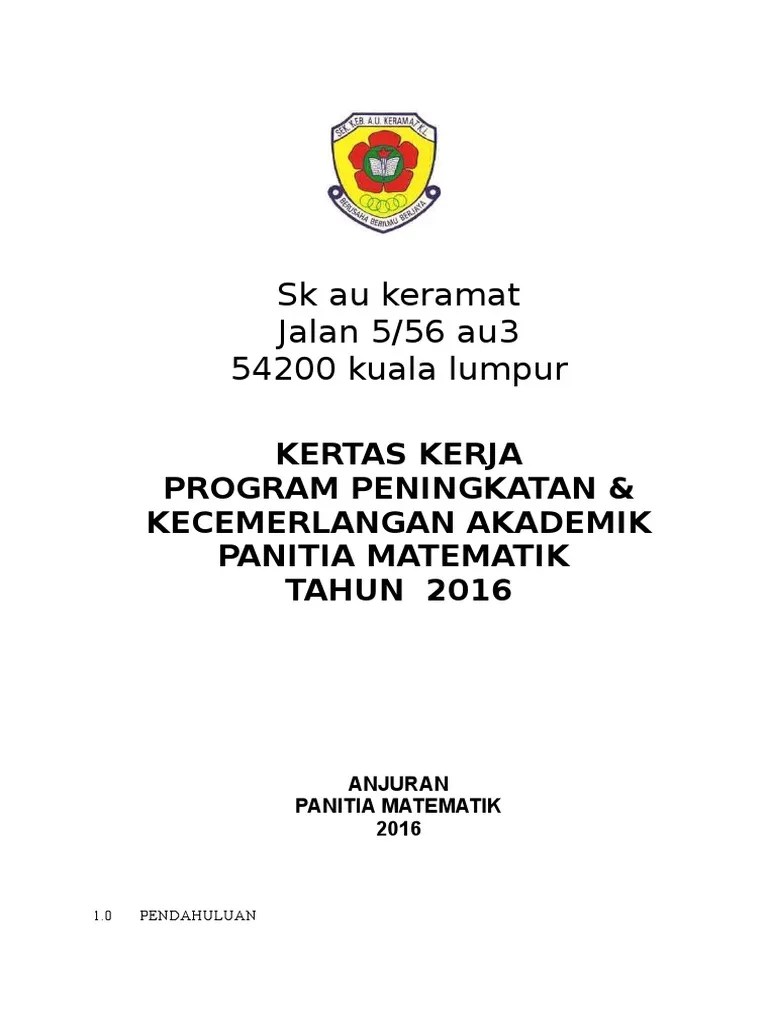 Kertas Kerja Program Peningkatan Akademik Cute766
