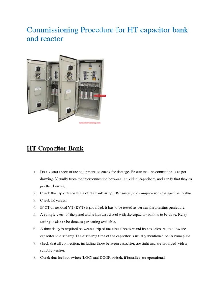 HT Capacitor Bank And Reactor Test And Commissioning | PDF