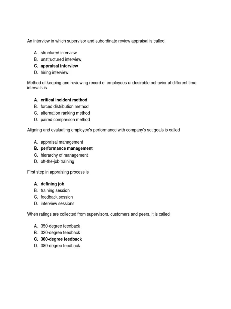 Performance Management Quiz & Answers | PDF