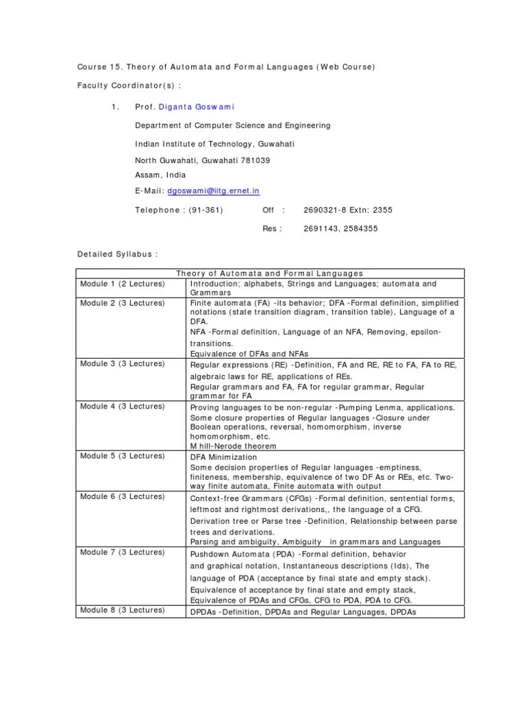 Theory Of Automata And Formal Languages | PDF | Formal Methods | Formalism (Deductive)