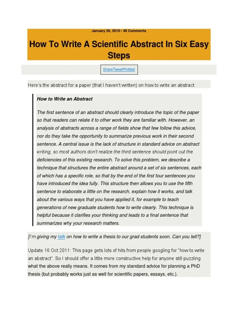 How To Write A Scientific Abstract In Six Easy Steps | Download Free ...