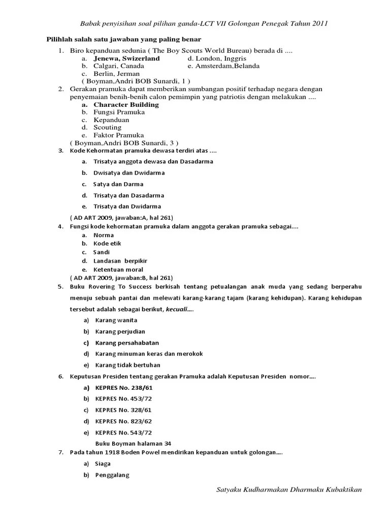 Soal Soal Pramuka Penegak Beserta Jawabannya