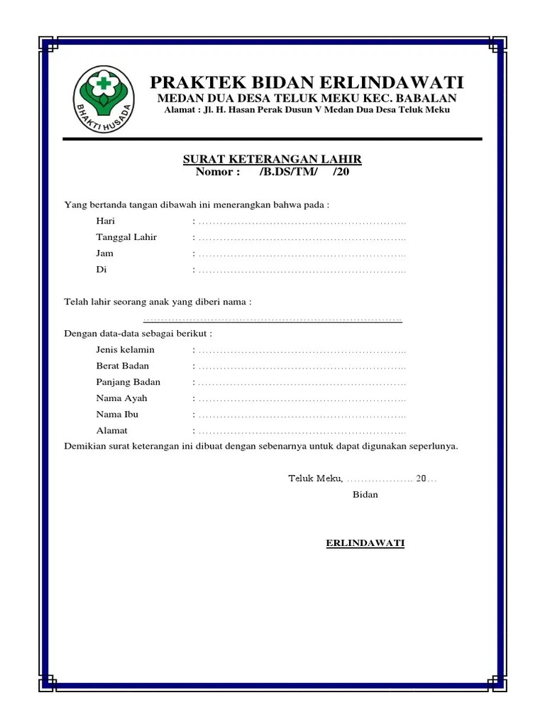 Gst add to cart · surat keterangan lahir puskesmas . Contoh Surat Keterangan Lahir Dari Bidan Doc Kumpulan Surat Penting