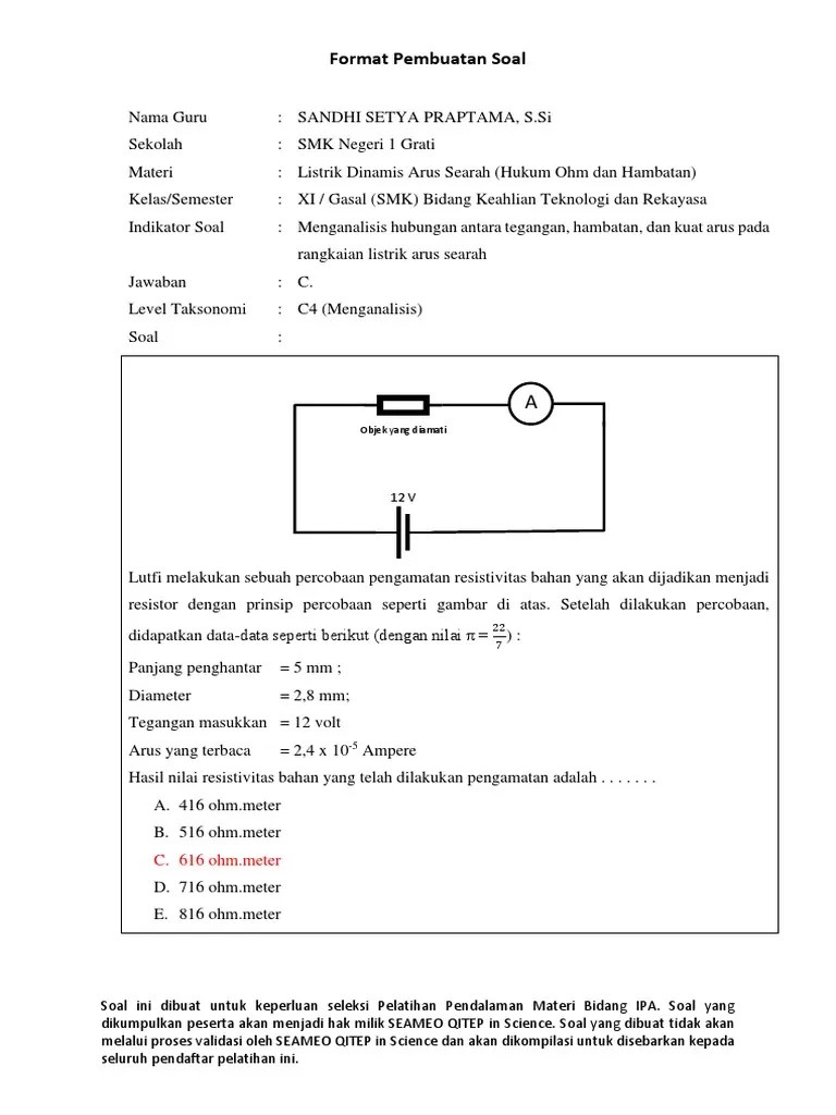 Soal listrik dinamis kelas 9 pilihan ganda. Soal Hots Listrik Dc Pdf