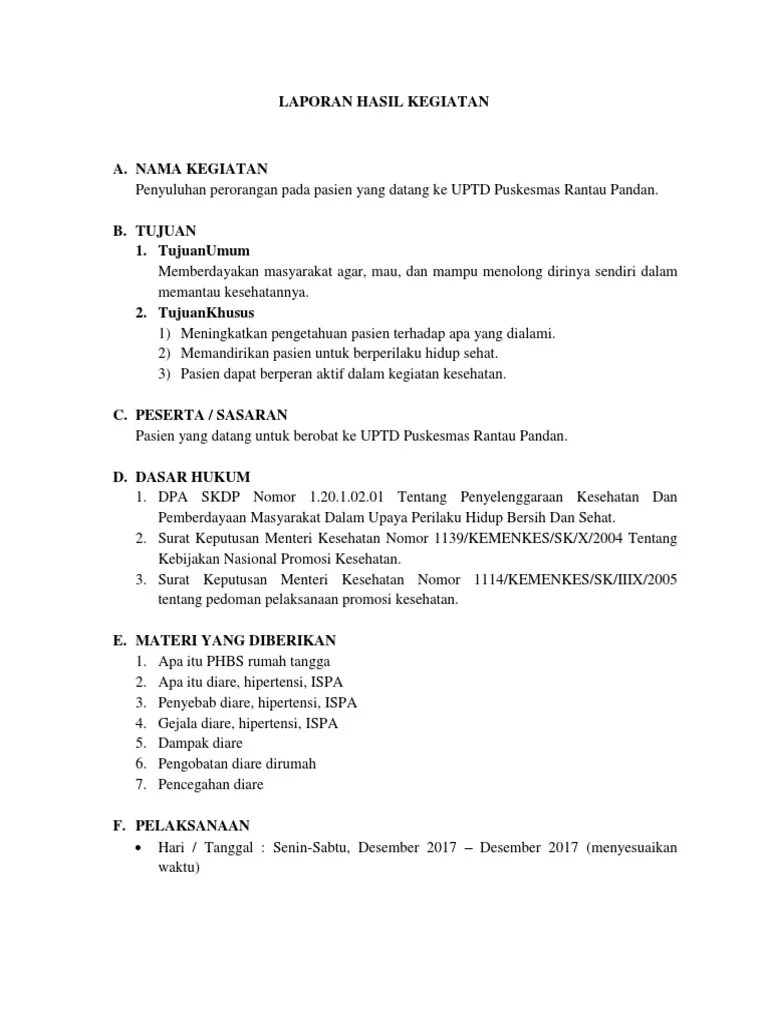 LAPORAN HASIL KEGIATAN November Penyuluhan Individu | PDF