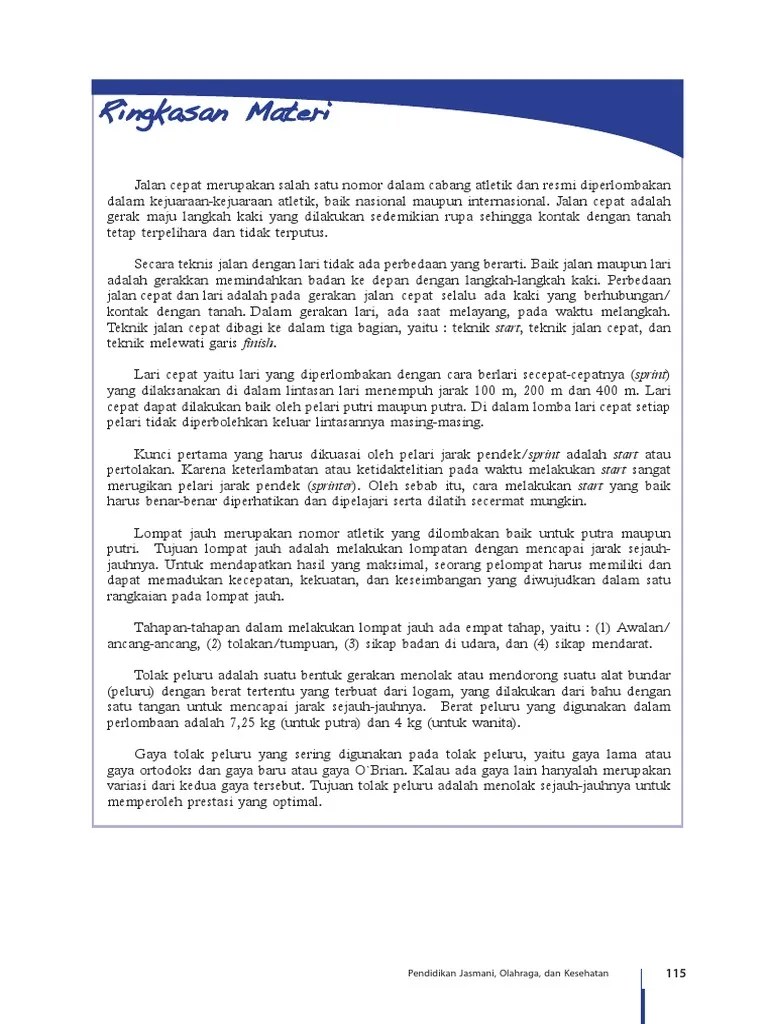 Tahap teknik dasar ini bertujuan untuk mempelajari dasar gerak lari jarak pendek yang sistematis. 4 Penjaskes Smp Kelas 7 Pdf