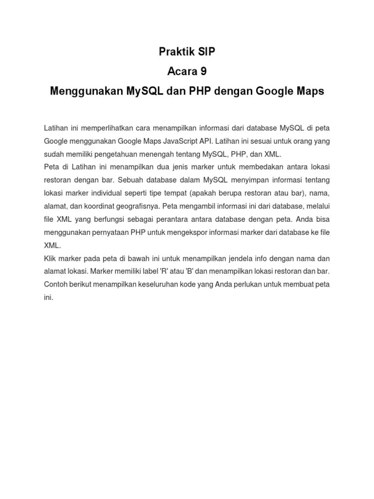Menghubungkan Database MySQL Dengan Peta Google Maps | PDF