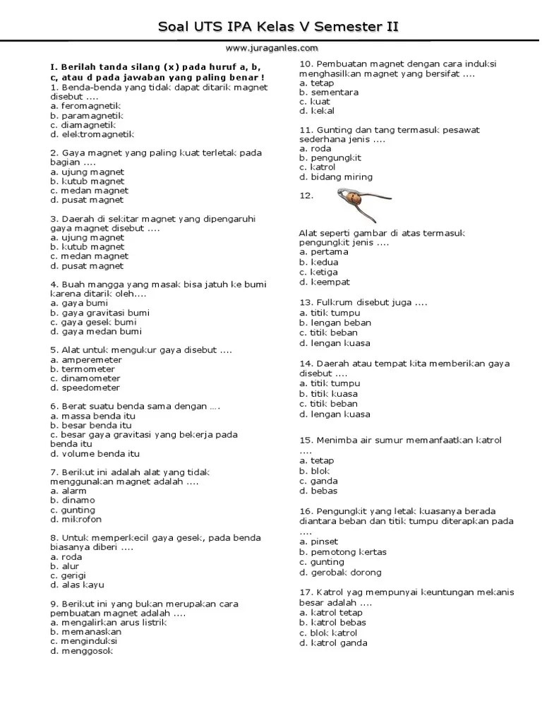 Latihan ini berbentuk 10 soal . Soal Uts Ipa Kelas 5 Semester 2 Pdf
