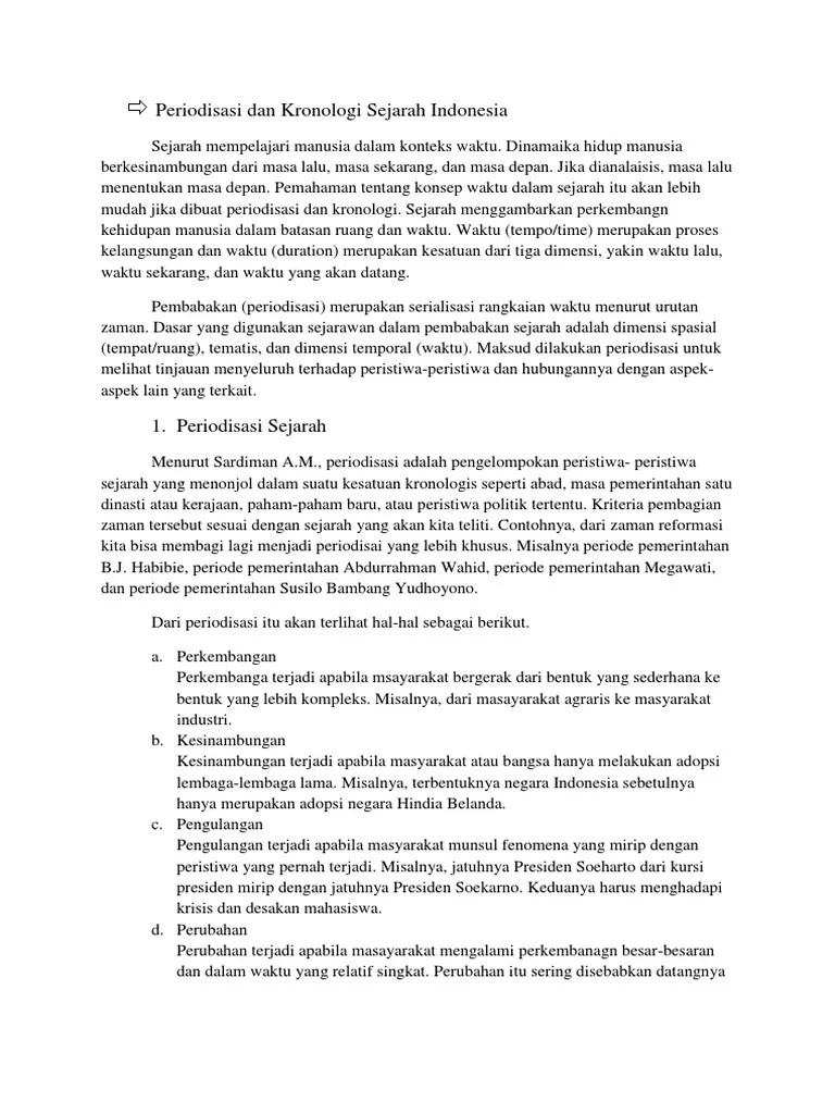 Periodisasi Dan Kronologi Sejarah Indonesia | PDF