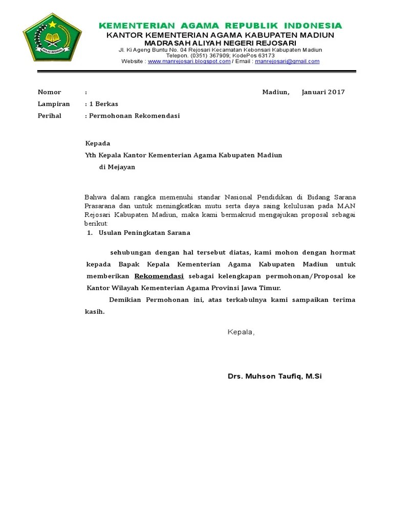 Mengajukan proposal usulan permohonan bantuan. Surat Permohonan Rekomendasi Proposal Simsapras Pdf