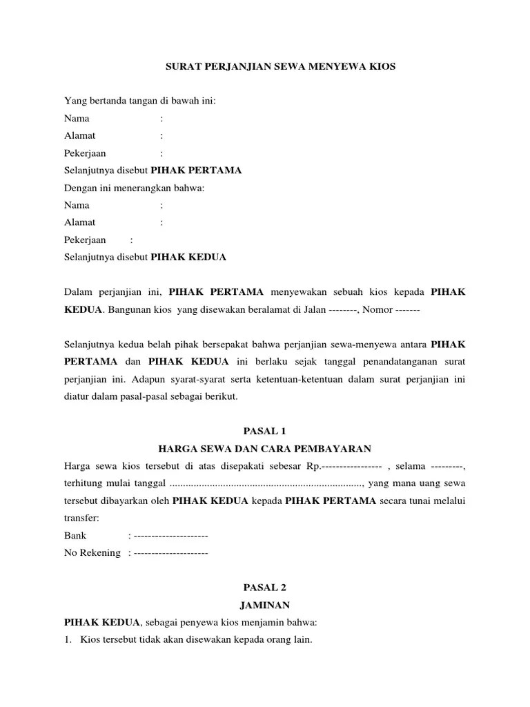 Contoh surat perjanjian kontrak ruko is a free hd wallpaper sourced from all website in the world. Surat Perjanjian Sewa Menyewa Kios Pdf