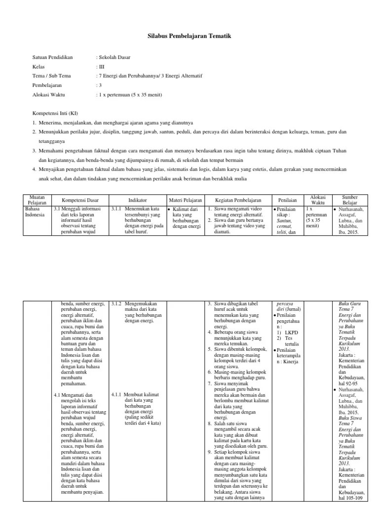 Untuk download silabus kelas iv sd/mi sembilan kompenen atau 9 komponen semua tema kurikulum 2013 ini merupakan revisi terbaru yang dapat anda unduh secara gratis pada link yang sudah admin sediakan. Silabus Dan RPP Kelas 3 Tema 7 Sub 3 Pb 3