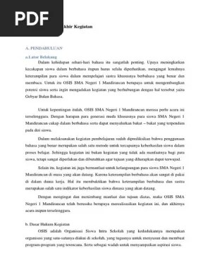 Perjuangannya melawan kungkungan dengan berbagai cara. Contoh Laporan Akhir Kegiatan Pdf
