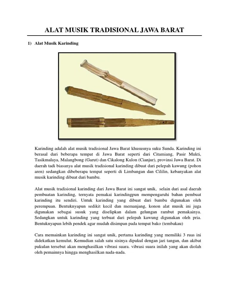 Alat Musik Tradisional Jawa Barat | PDF