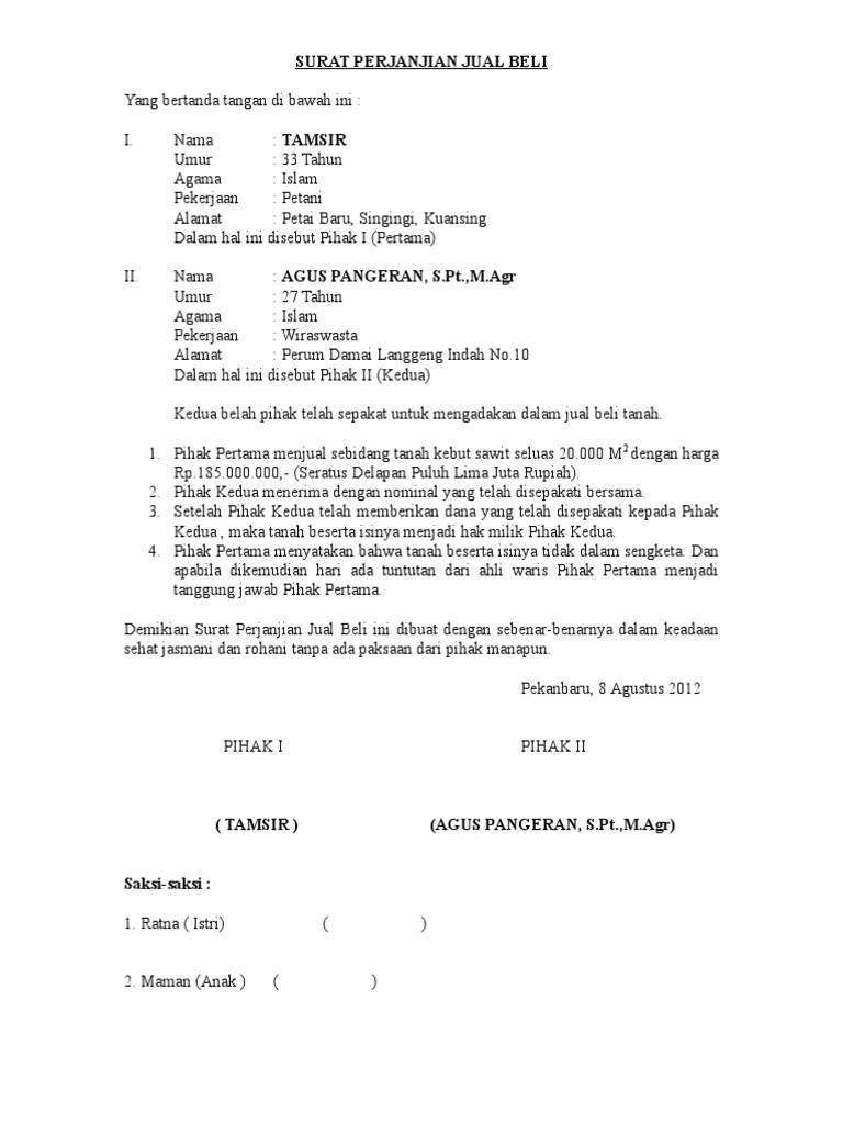 11.03.2021 · contoh surat jual beli motor; Surat Perjanjian Jual Beli Pdf