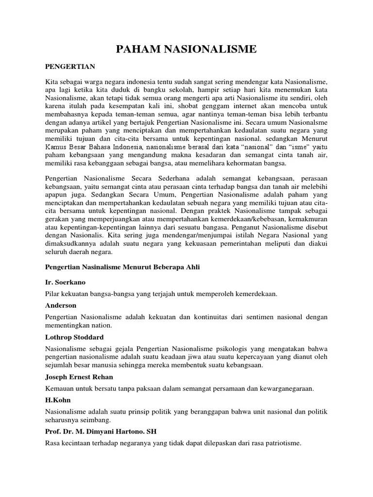Paham Nasionalisme | PDF