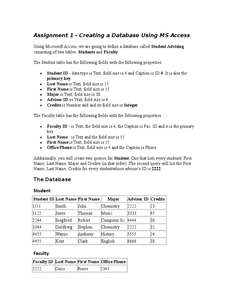 Database Using MS Access | PDF | Computers