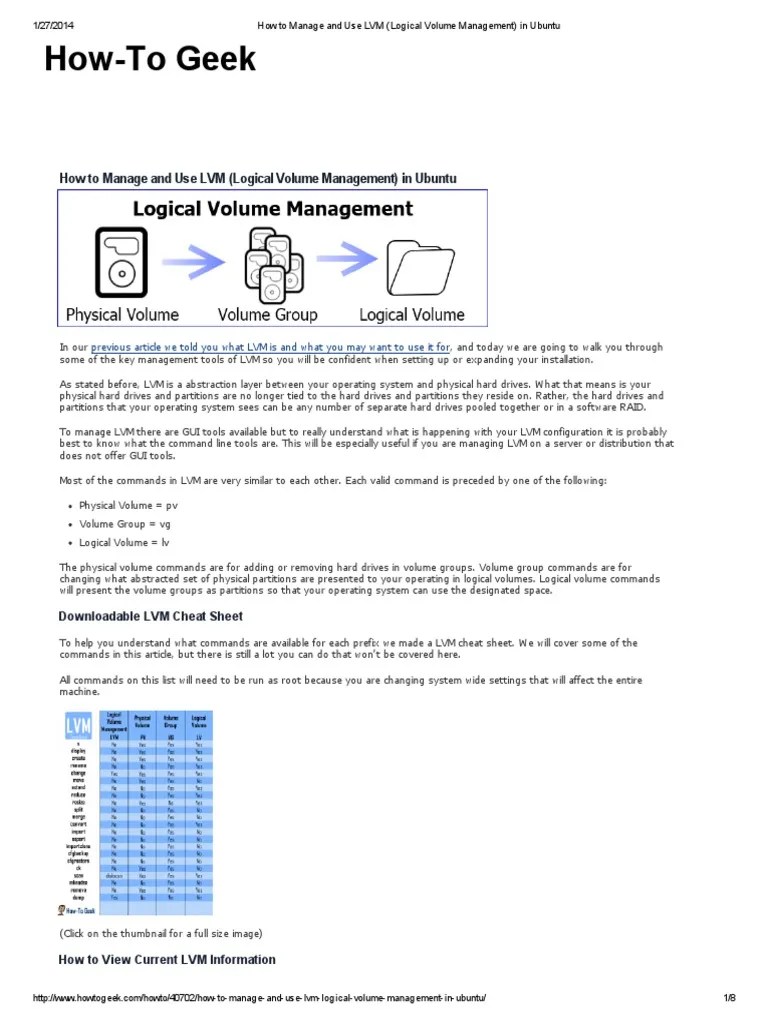 How To Manage And Use LVM (Logical Volume Management) In Ubuntu | PDF ...