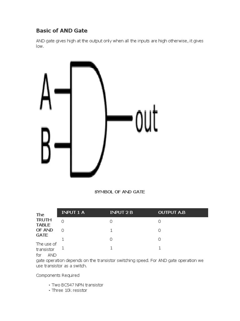 Working Ofand Gate Transistor Field Effect Transistor