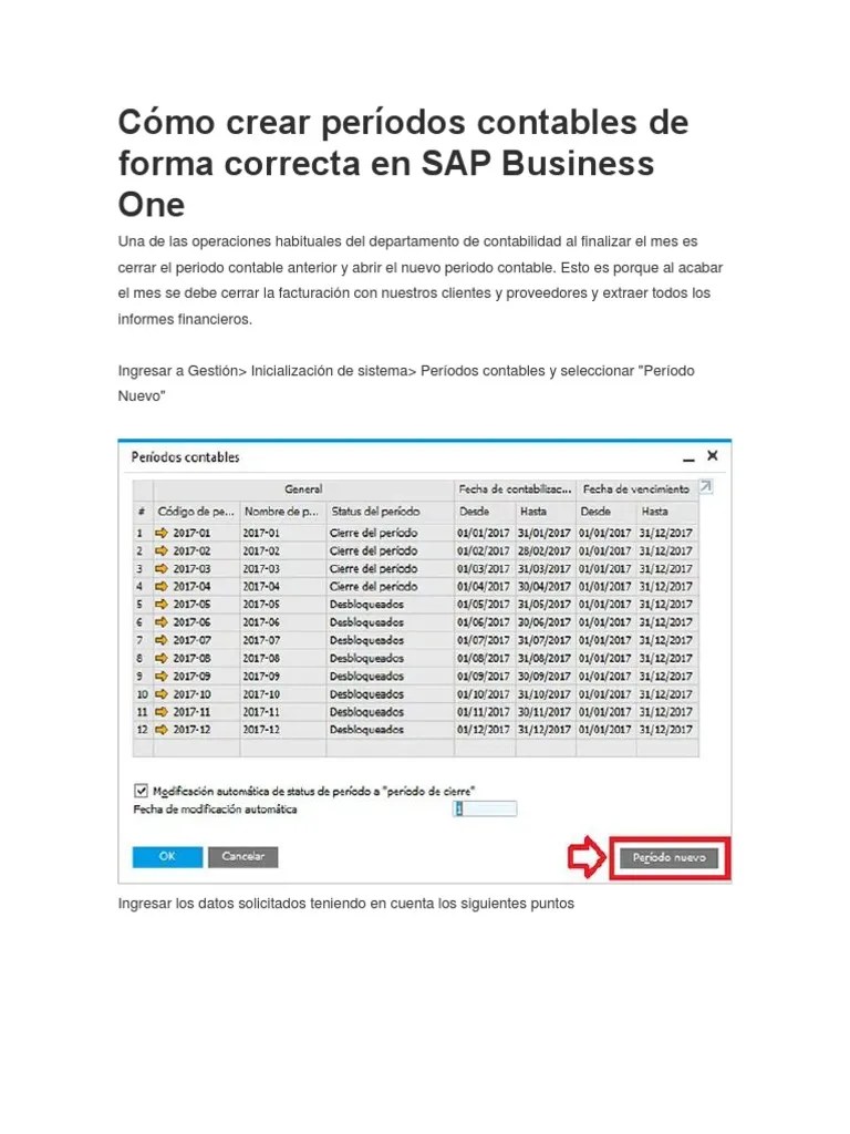 Cómo Crear Períodos Contables De Forma Correcta En SAP Business One | PDF