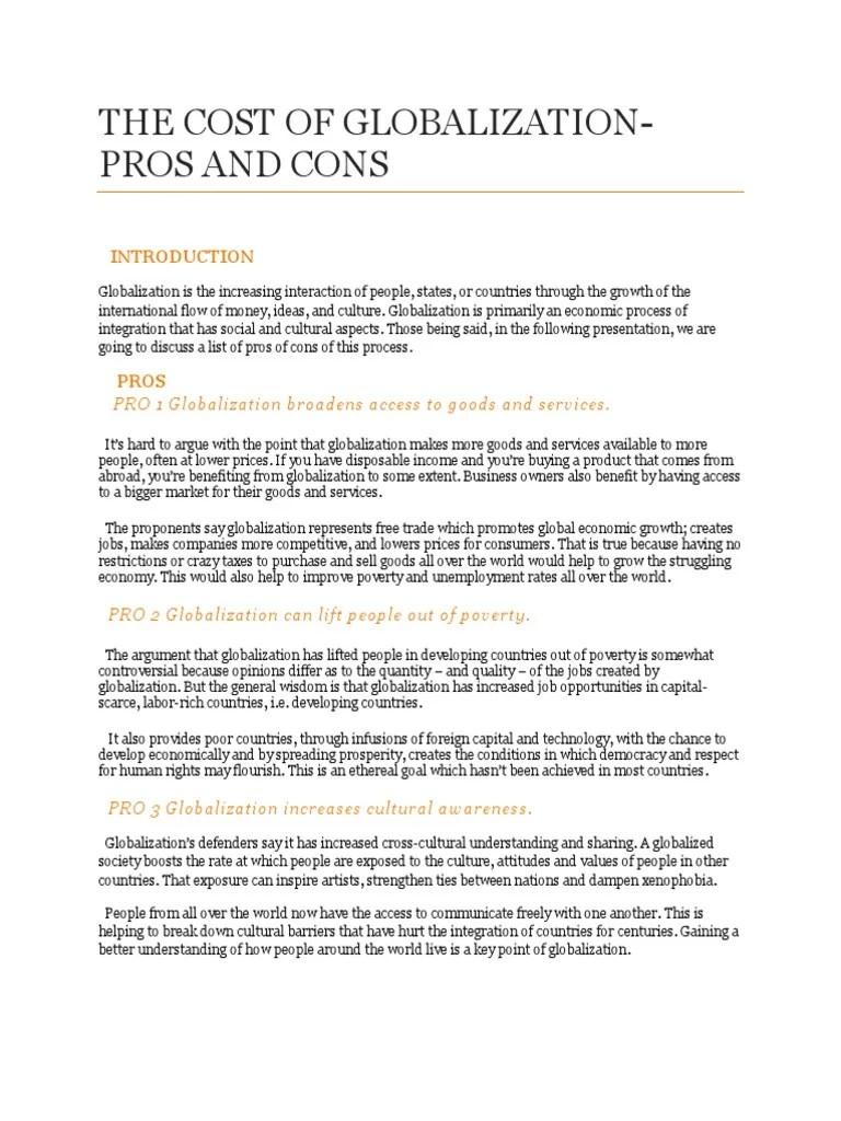 The Cost Of Globalization | PDF | Globalization | Labour Economics