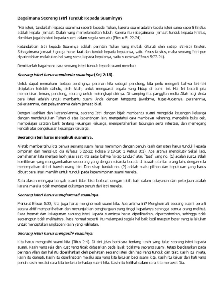 Bagaimana Seorang Istri Tunduk Kepada Suaminya