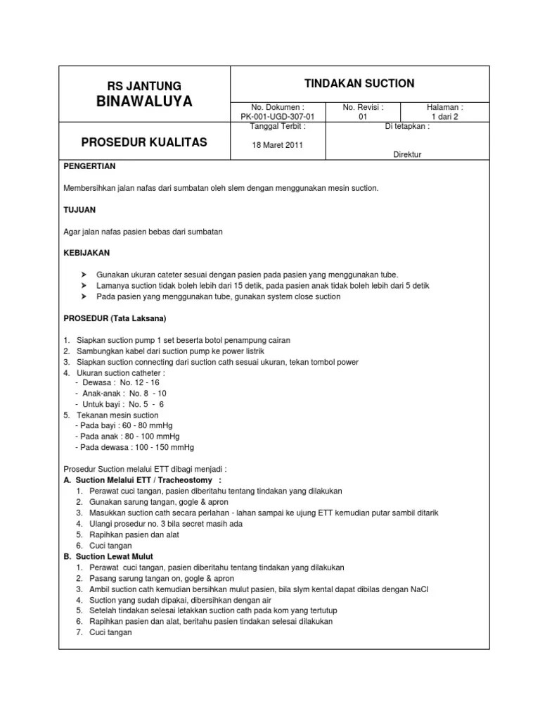 TINDAKAN SUCTION Pada Anak Dan Dewasa | PDF