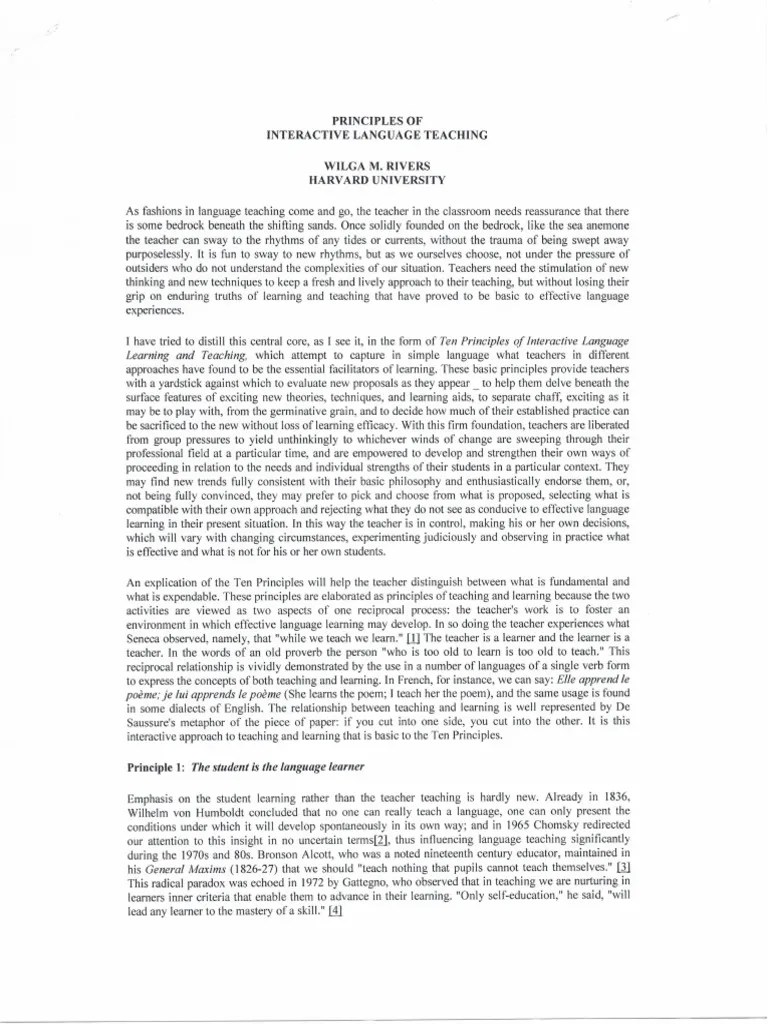 Principles Of Interactive Language Teaching | PDF