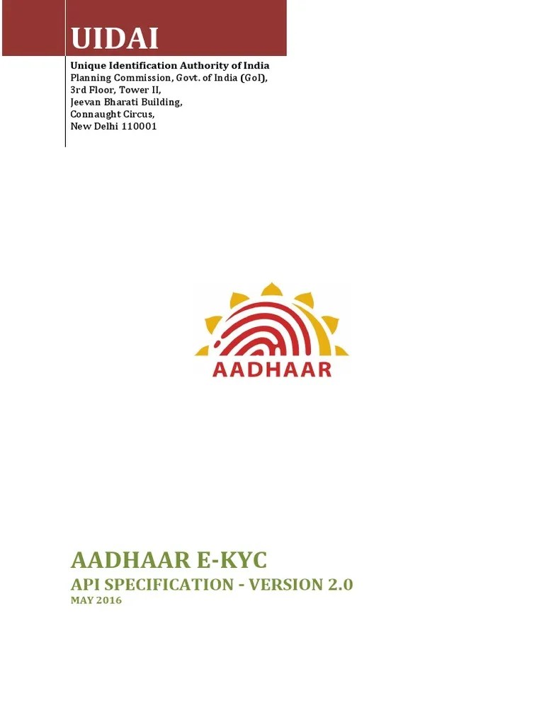 Aadhaar Ekyc Api 2 0 | PDF | Identity Document | Authentication