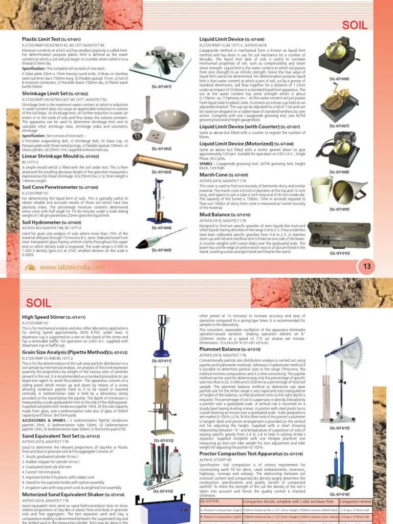 Soil Geotechnical Engineering Mechanics Testing Lab Equipments | Download Free PDF | Materials ...