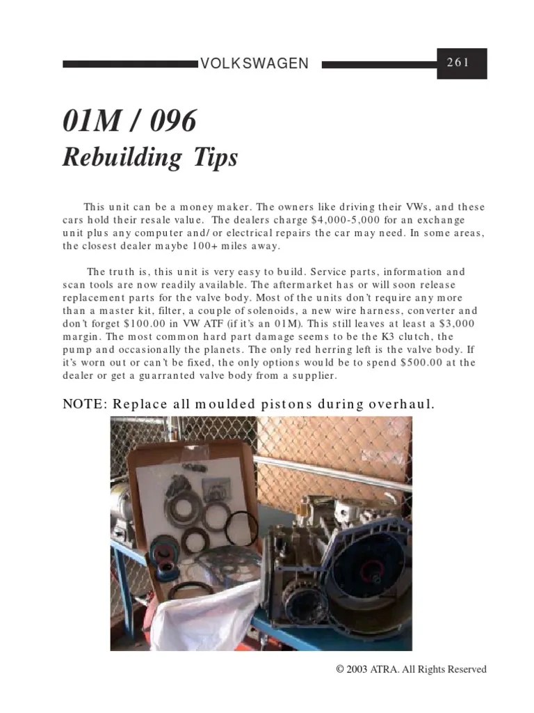 Vw 01m 096 Rebuild Tips Screw Valve