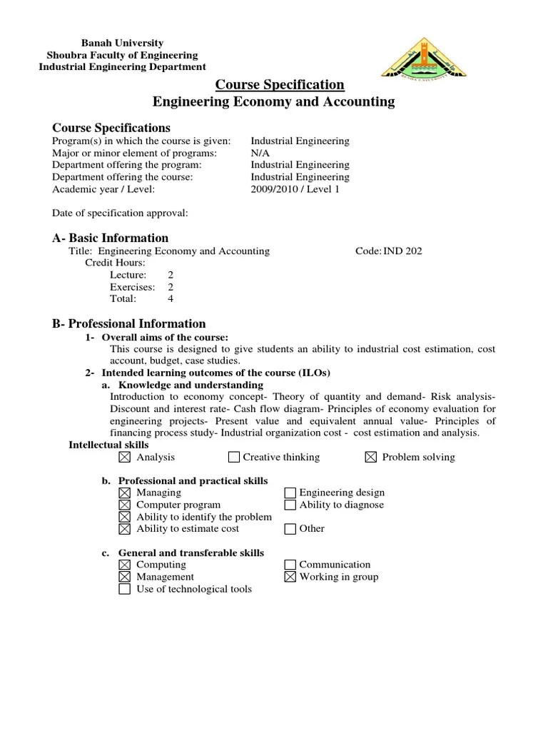 Engineering Economy And Accounting Pdf Industrial