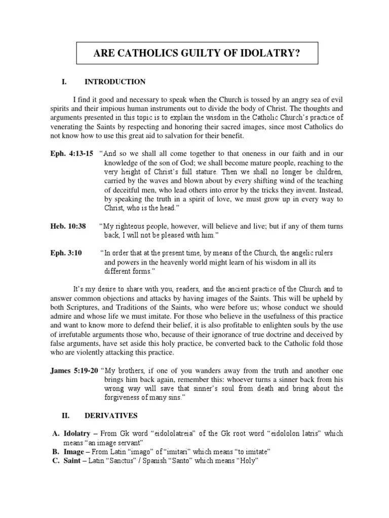 IDOLATRY: Are Catholics Guilty Of It? | PDF | Idolatry | God In Christianity