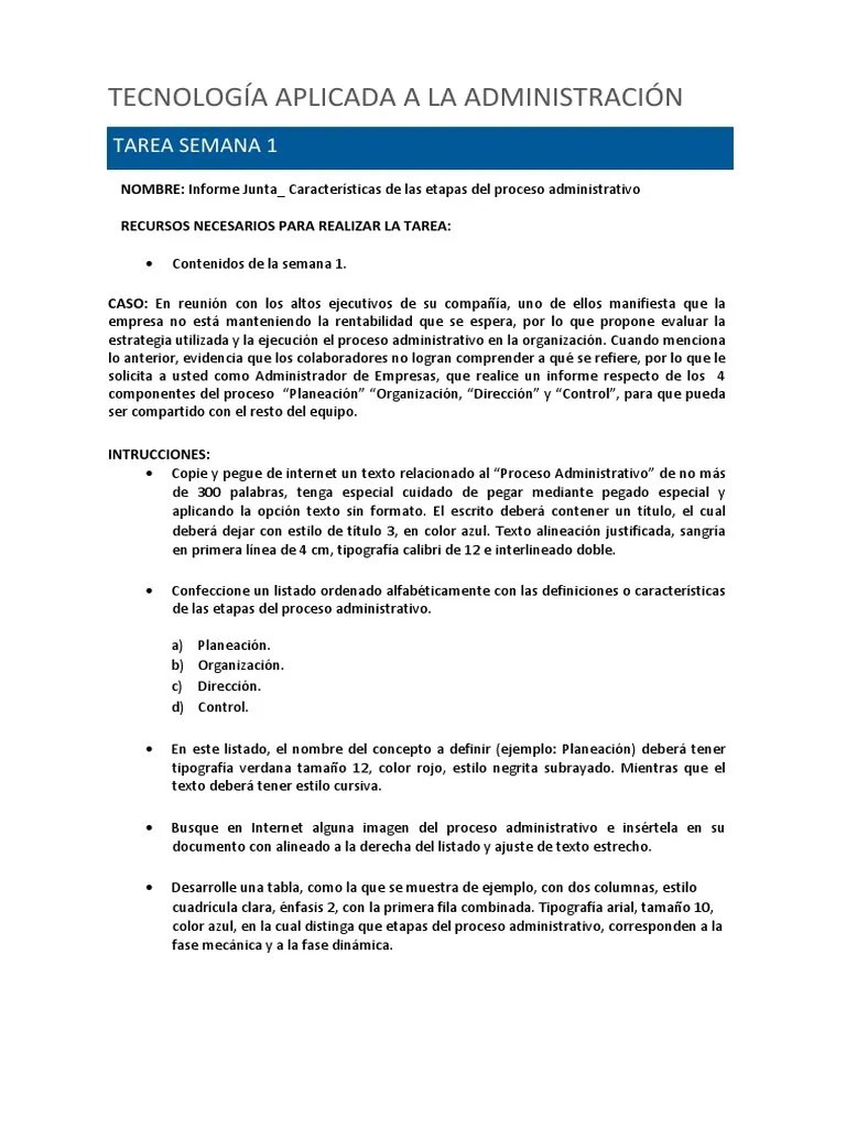 01 - Tarea - Tecnologia Aplicada A La Administracion - Nueva PDF | PDF | Tipografía | Planificación