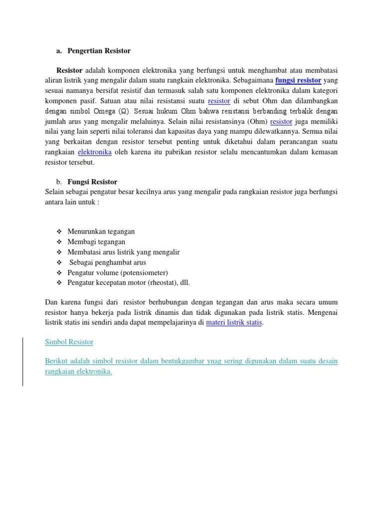 Pengertian Resistor | PDF