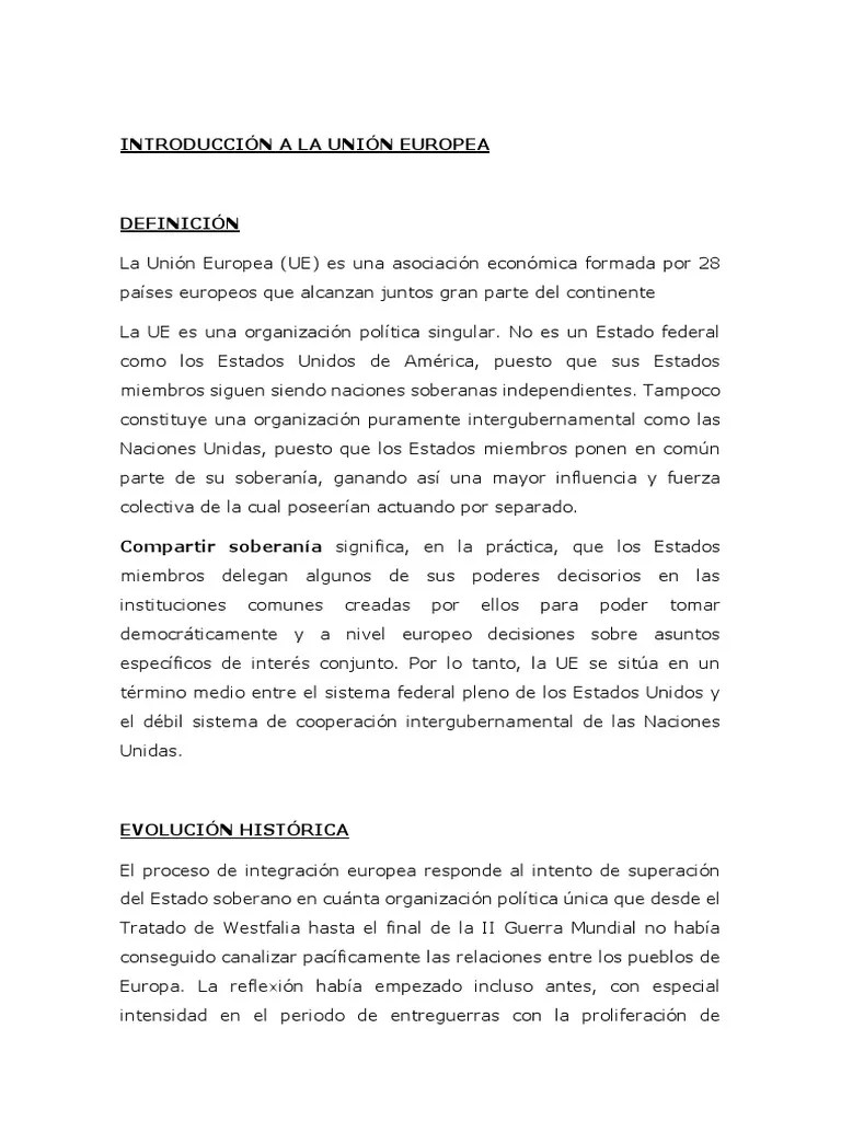 1.-Introducción A La Unión Europea | PDF | Comunidad Económica Europea ...