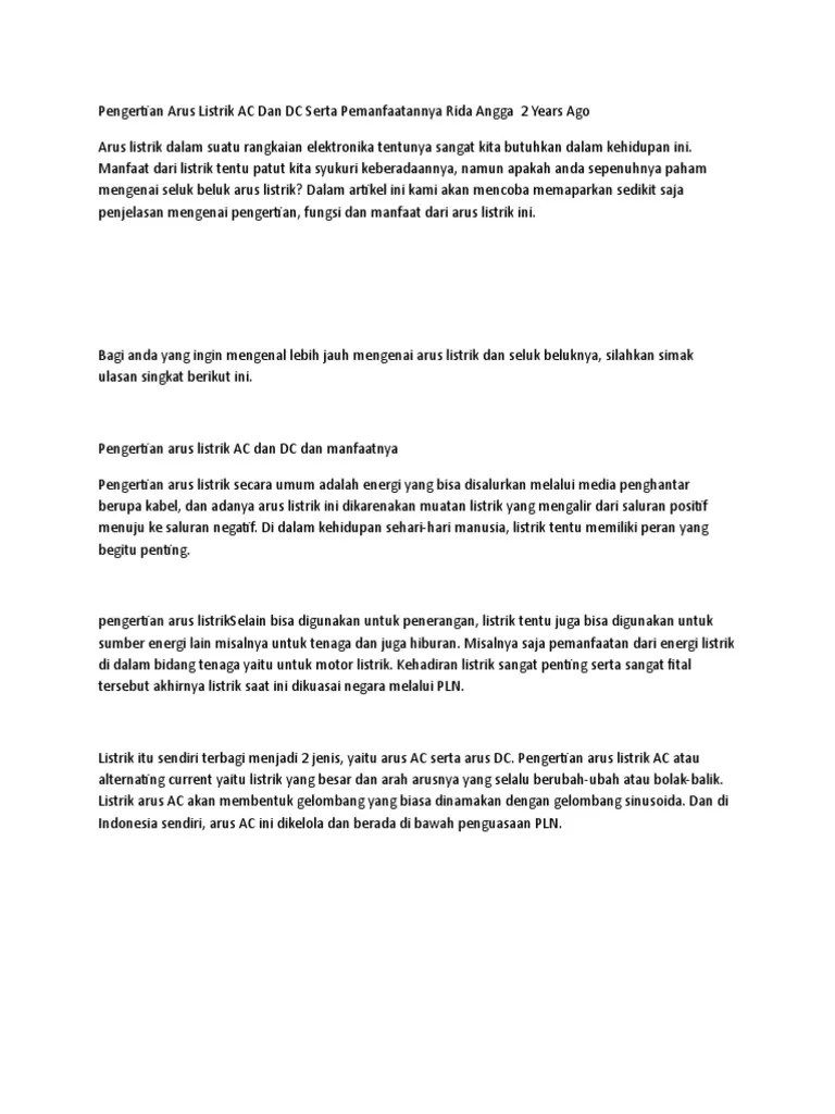 Arus AC Dan DC