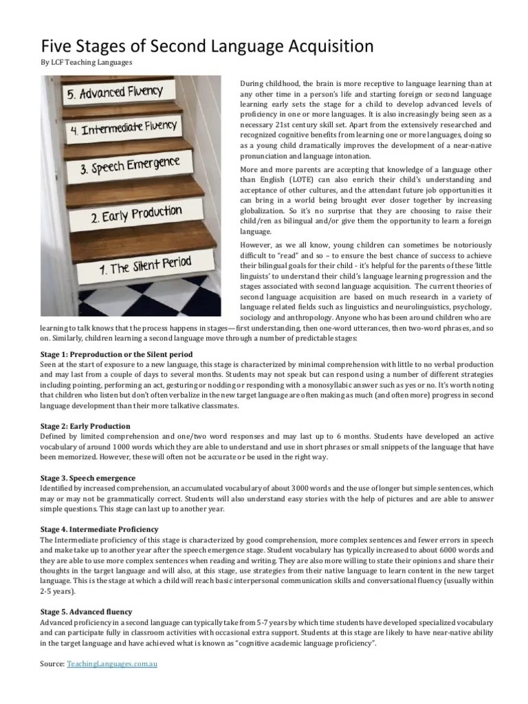 5 Stages | PDF | Second Language | Second Language Acquisition