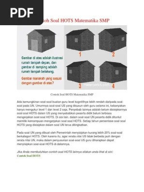 20 soal hots matematika smp dan alternatif jawabannya ini sangat penting untuk dijadikan referensi oleh guru maupun peserta didik. Contoh Soal Hots Matematika Smp Gambar Pdf