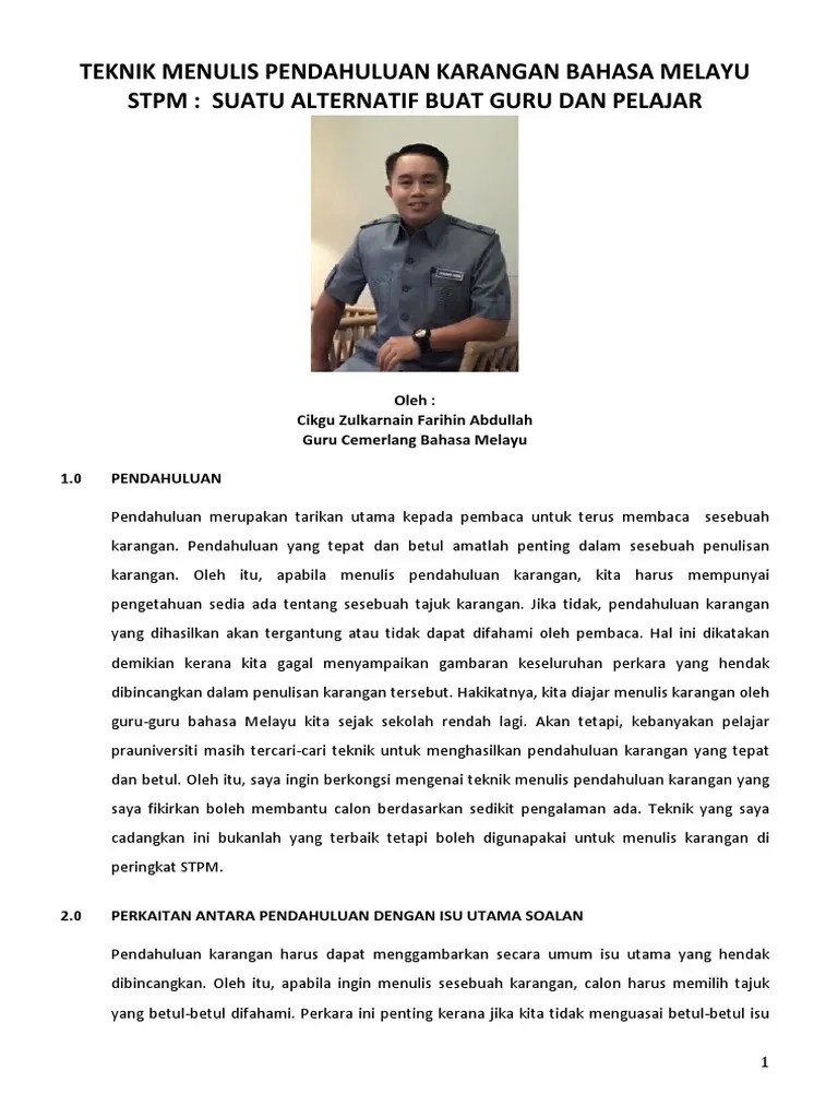 Contoh Pendahuluan Karangan Tingkatan 1 : Contoh Pendahuluan Karangan Tyronectzx